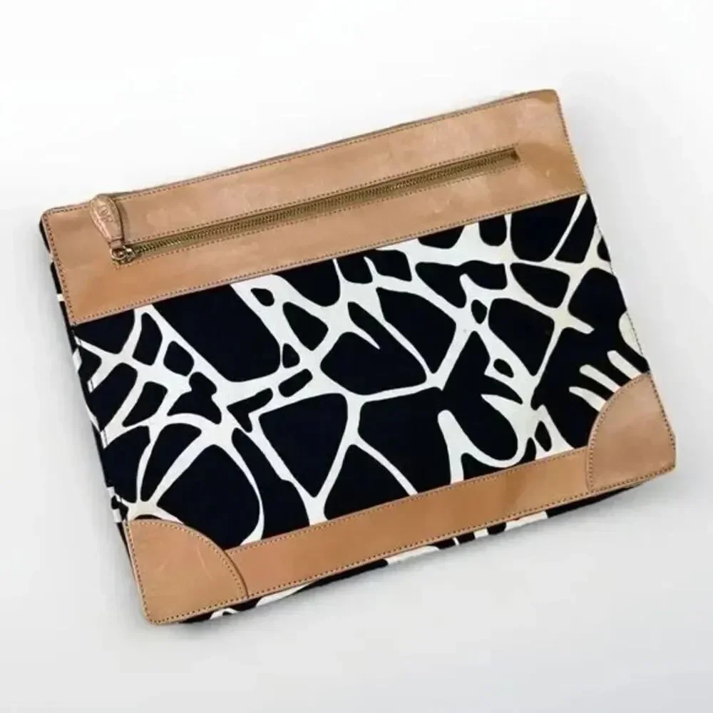 Diane Von Furstenberg Black and Tan Clutch